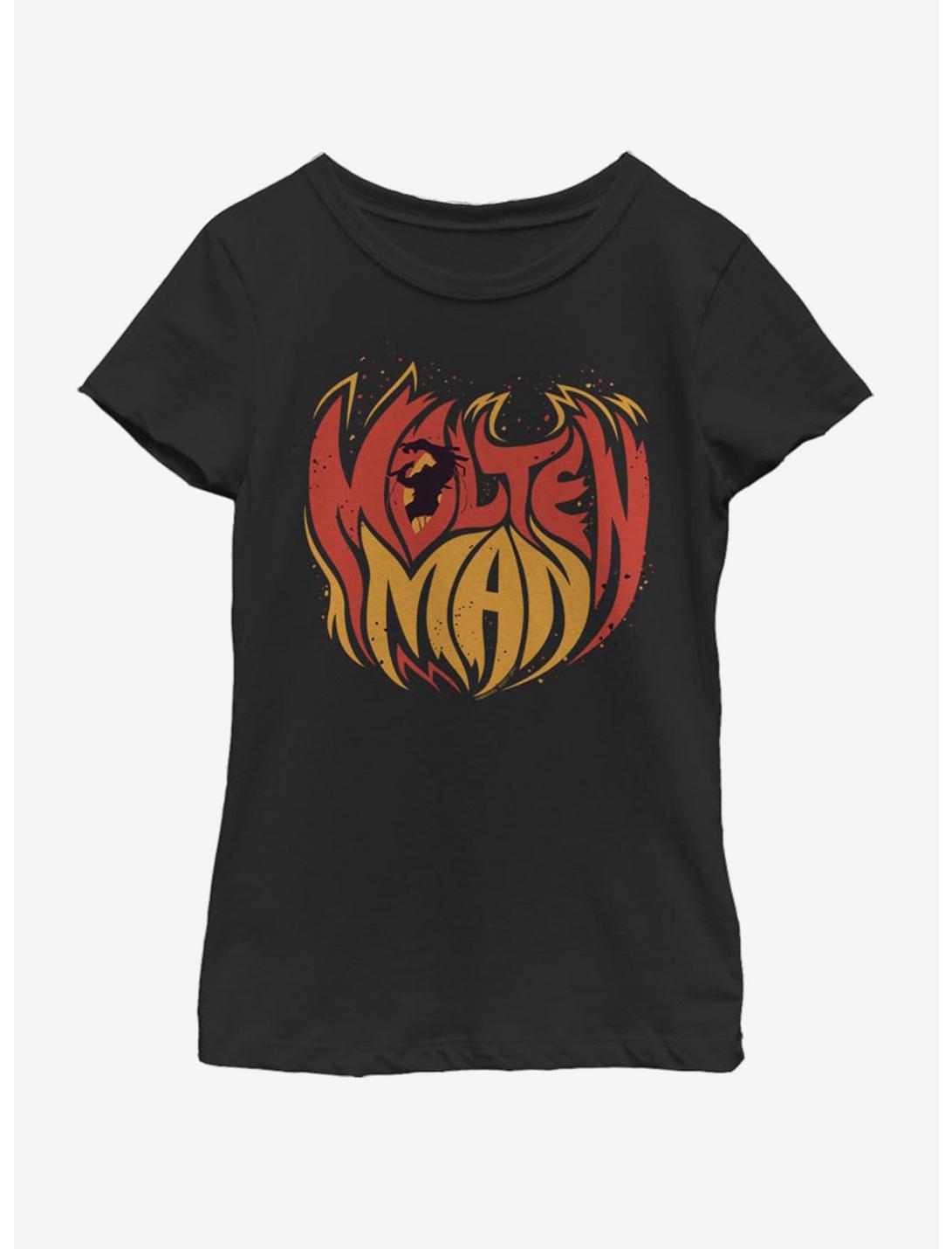 Marvel Spiderman Far From Home Molten Man Flames Youth Girls T-Shirt, BLACK, hi-res