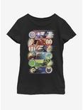 Marvel Avengers: Endgame Avengers Group Badge Youth Girls T-Shirt, BLACK, hi-res
