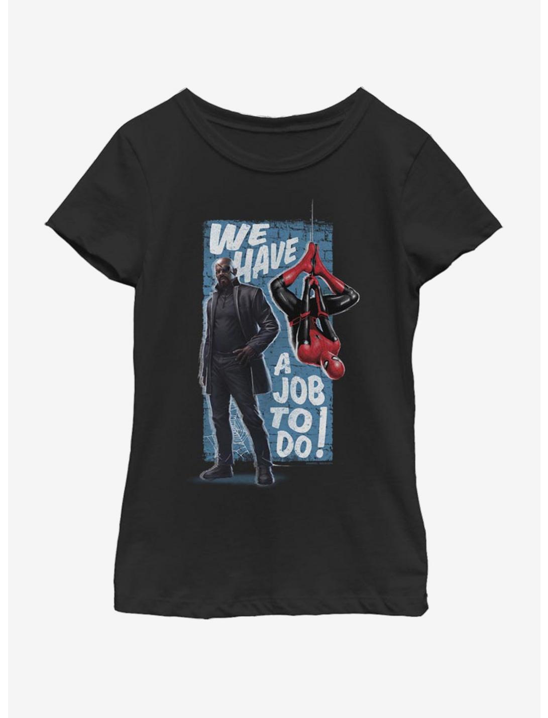 Marvel Spiderman Far From Home Job To Do Youth Girls T-Shirt, BLACK, hi-res