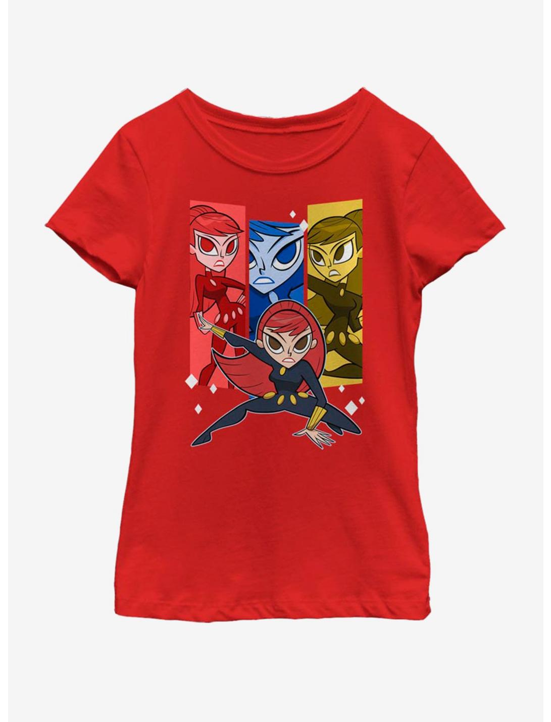 Marvel Black Widow Trio Youth Girls T-Shirt, RED, hi-res