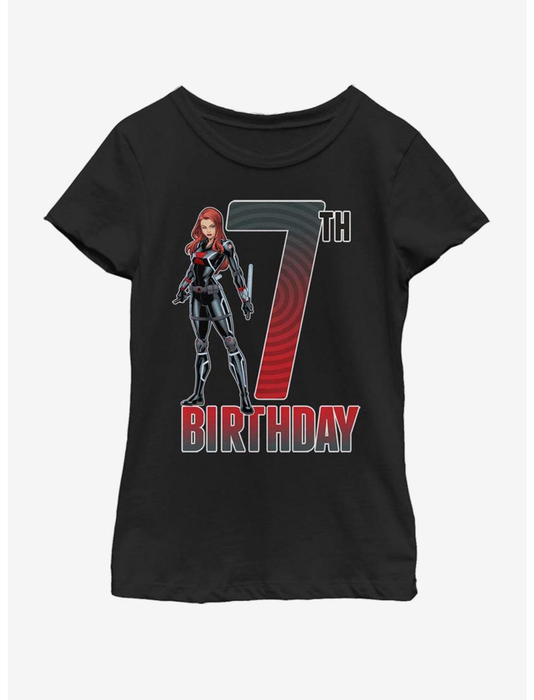 Marvel Black Widow 7th Bday Youth Girls T-Shirt, BLACK, hi-res