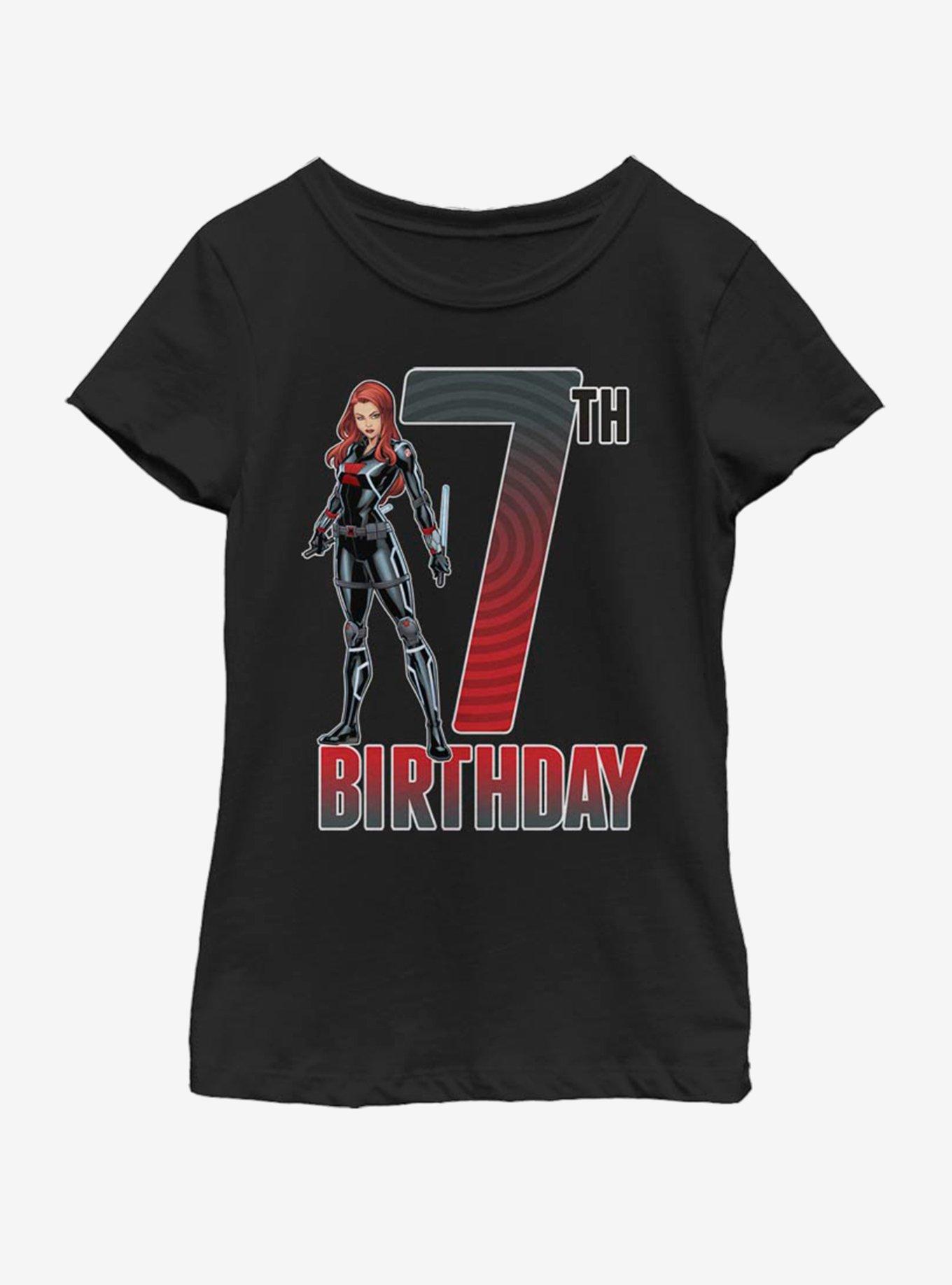 Marvel Black Widow 7th Bday Youth Girls T-Shirt, BLACK, hi-res