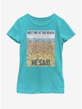 Where's Waldo Crowded Beach Youth Girls T-Shirt, TAHI BLUE, hi-res