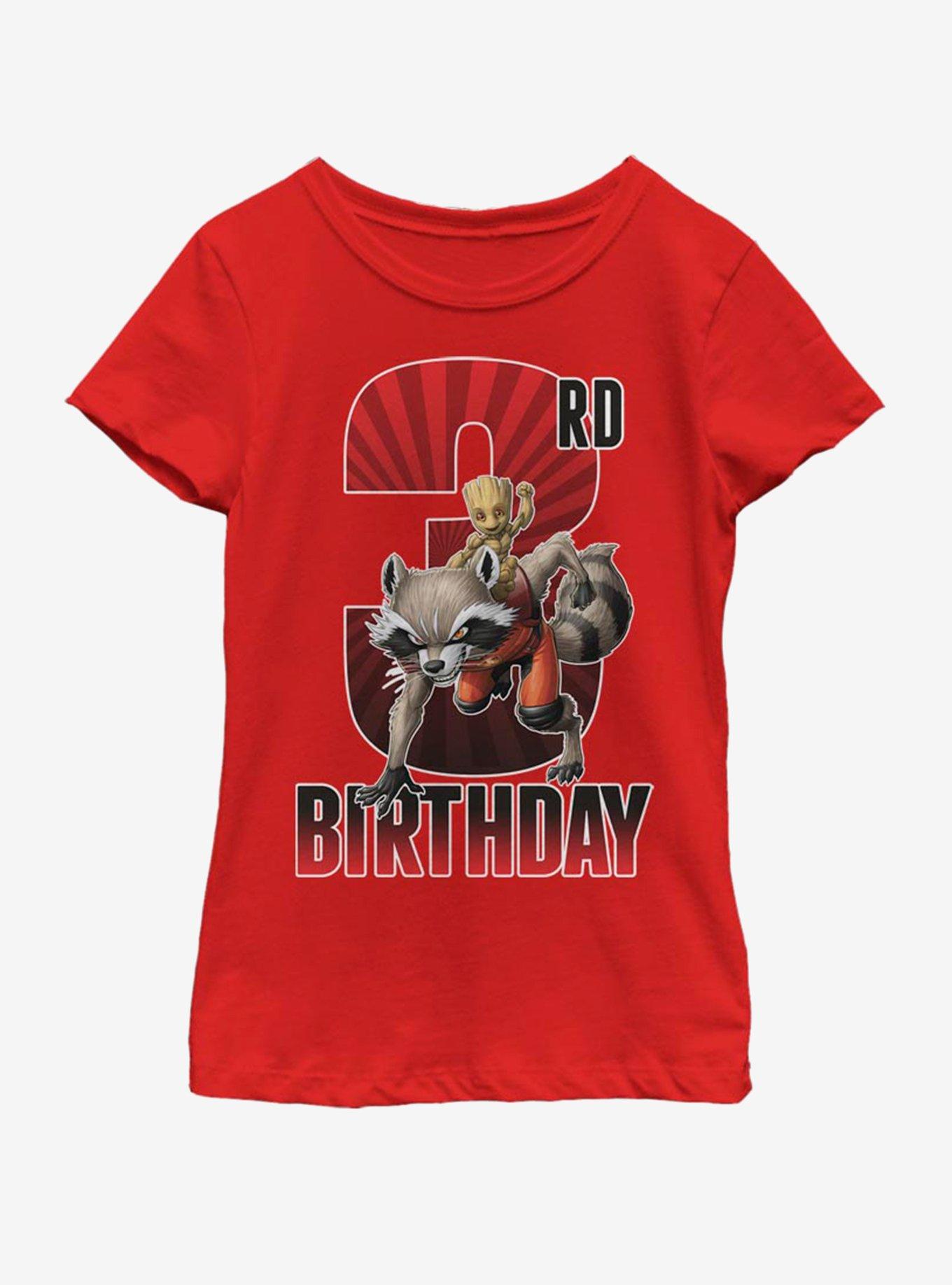 Marvel Guardians of the Galaxy Groot 3rd Bday Youth Girls T-Shirt, RED, hi-res