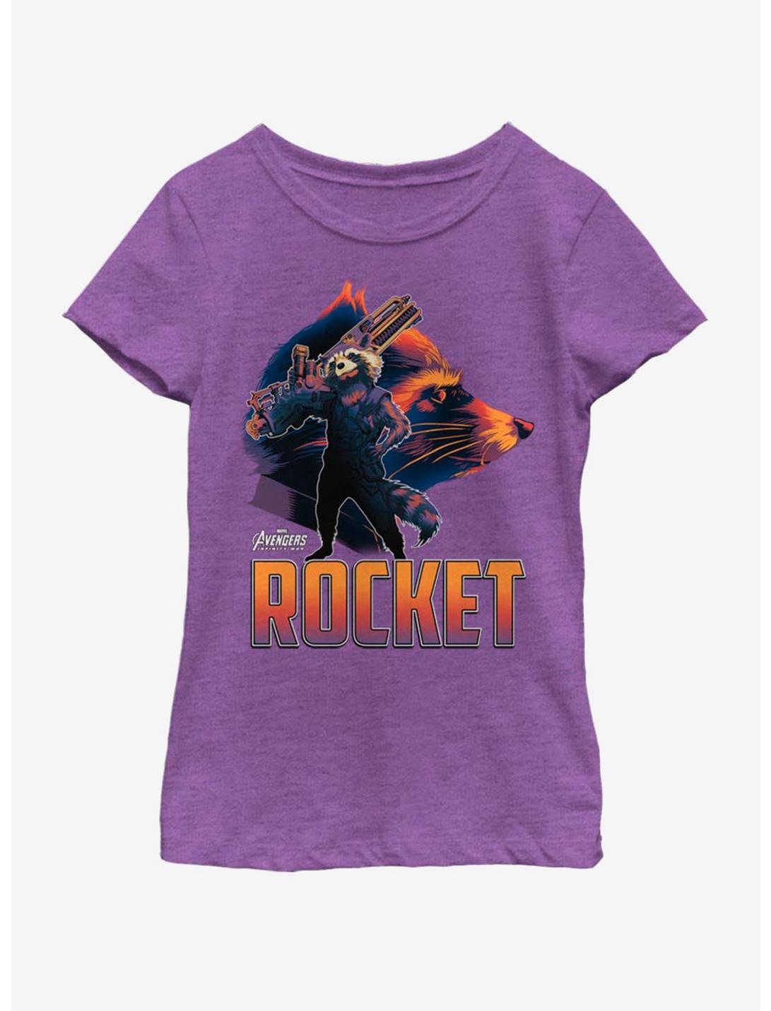 Marvel Guardians of the Galaxy Rocket Sil Youth Girls T-Shirt, PURPLE BERRY, hi-res
