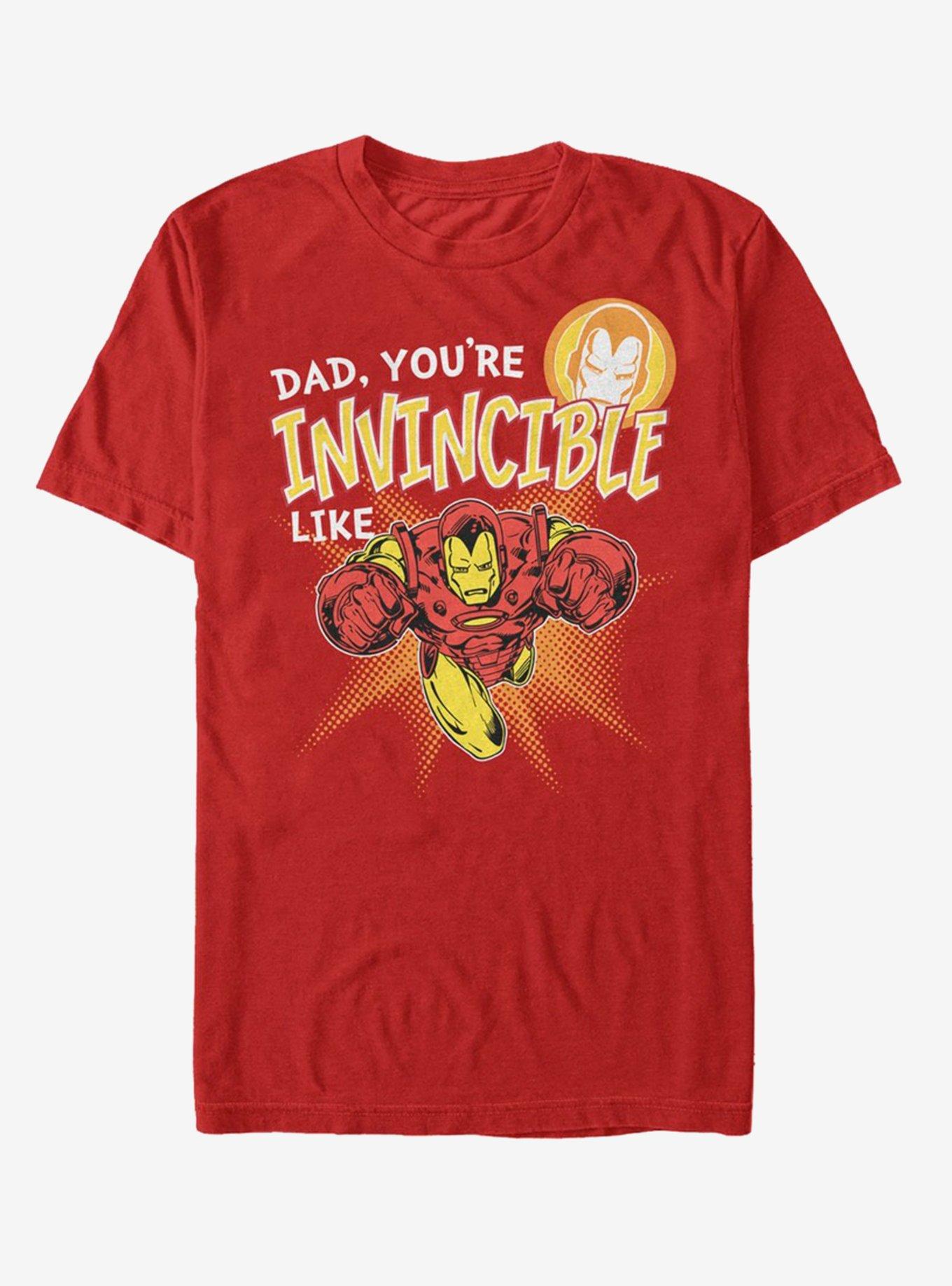 Marvel Ironman Invincible like Dad T-Shirt, RED, hi-res