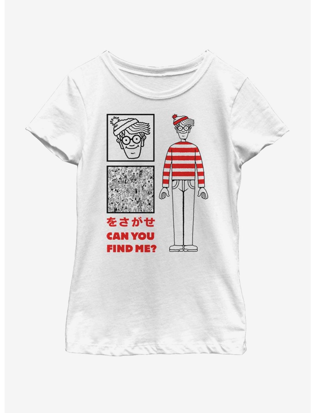 Where's Waldo? Japanese Text Youth Girls T-Shirt, WHITE, hi-res