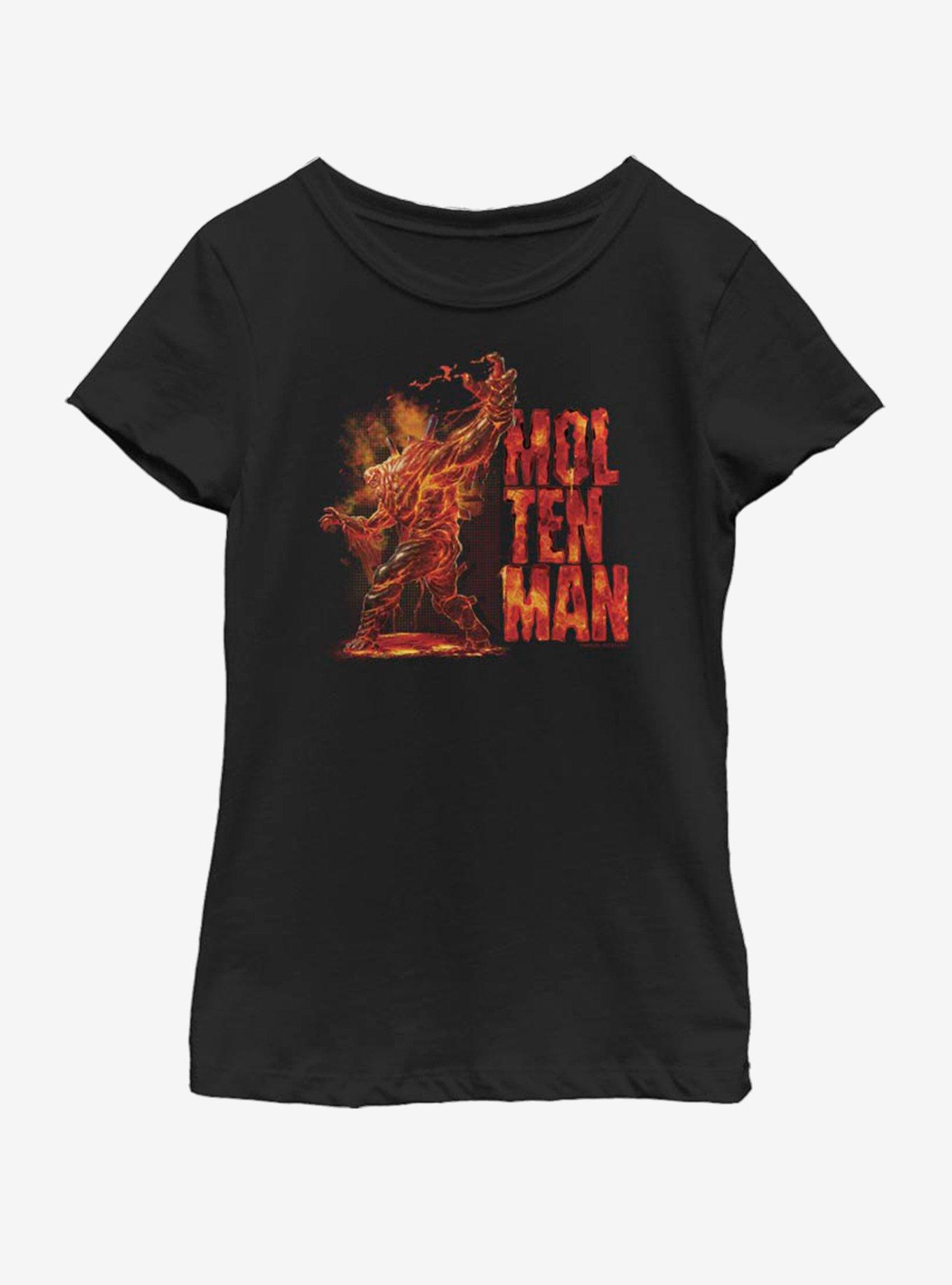 Marvel Spiderman Far From Home Molten Man Side Youth Girls T-Shirt, BLACK, hi-res