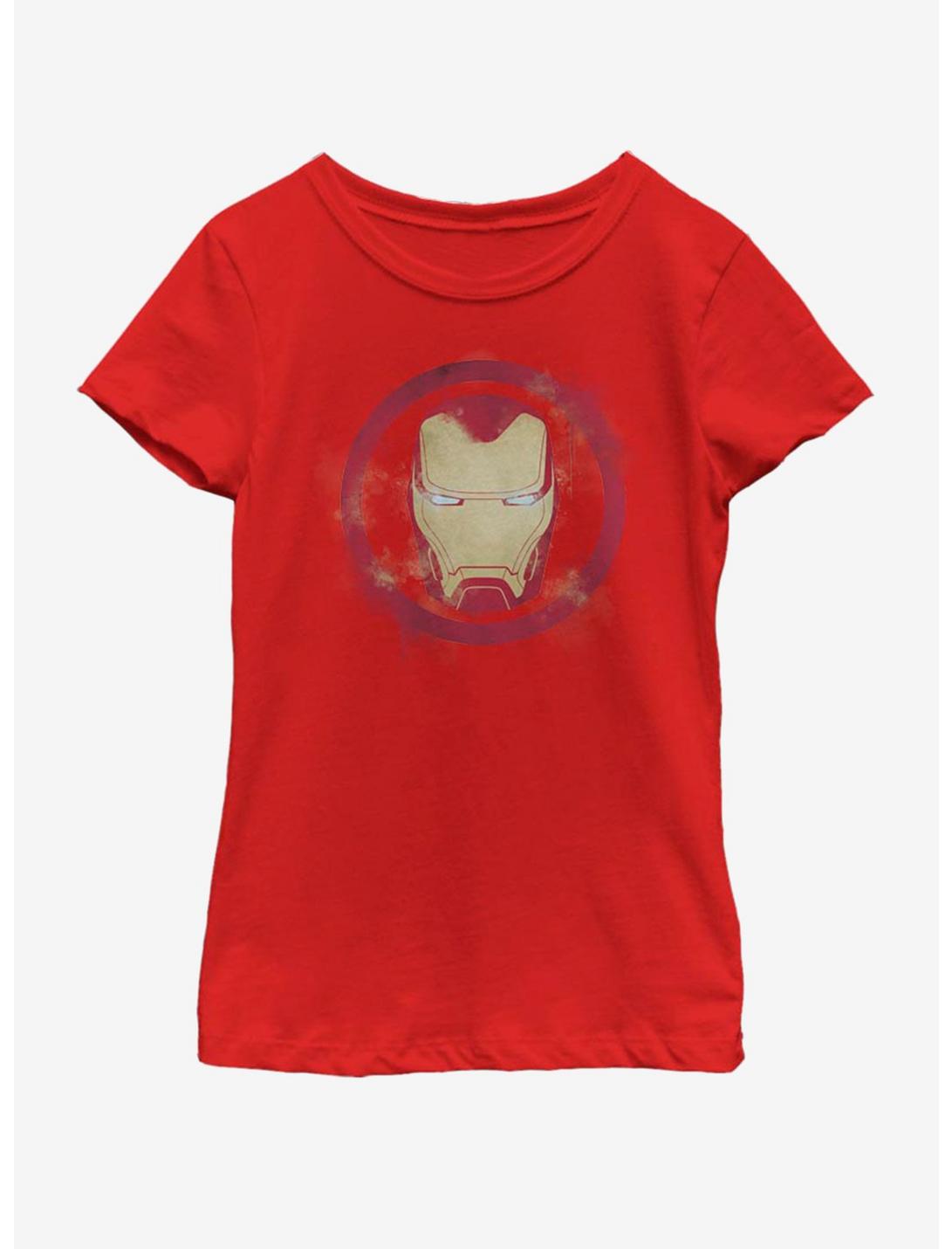 Marvel Avengers: Endgame Iron Man Spray Logo Youth Girls T-Shirt, RED, hi-res