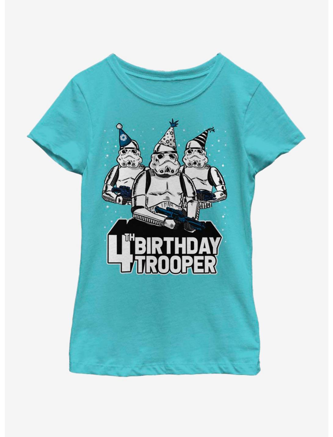 Star Wars Birthday Trooper Four Youth Girls T-Shirt, TAHI BLUE, hi-res