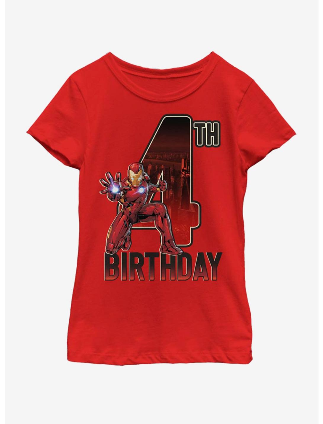 Marvel Ironman 4th Bday Youth Girls T-Shirt, RED, hi-res