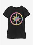 Marvel Captain Marvel Tie-Dye Youth Girls T-Shirt, BLACK, hi-res