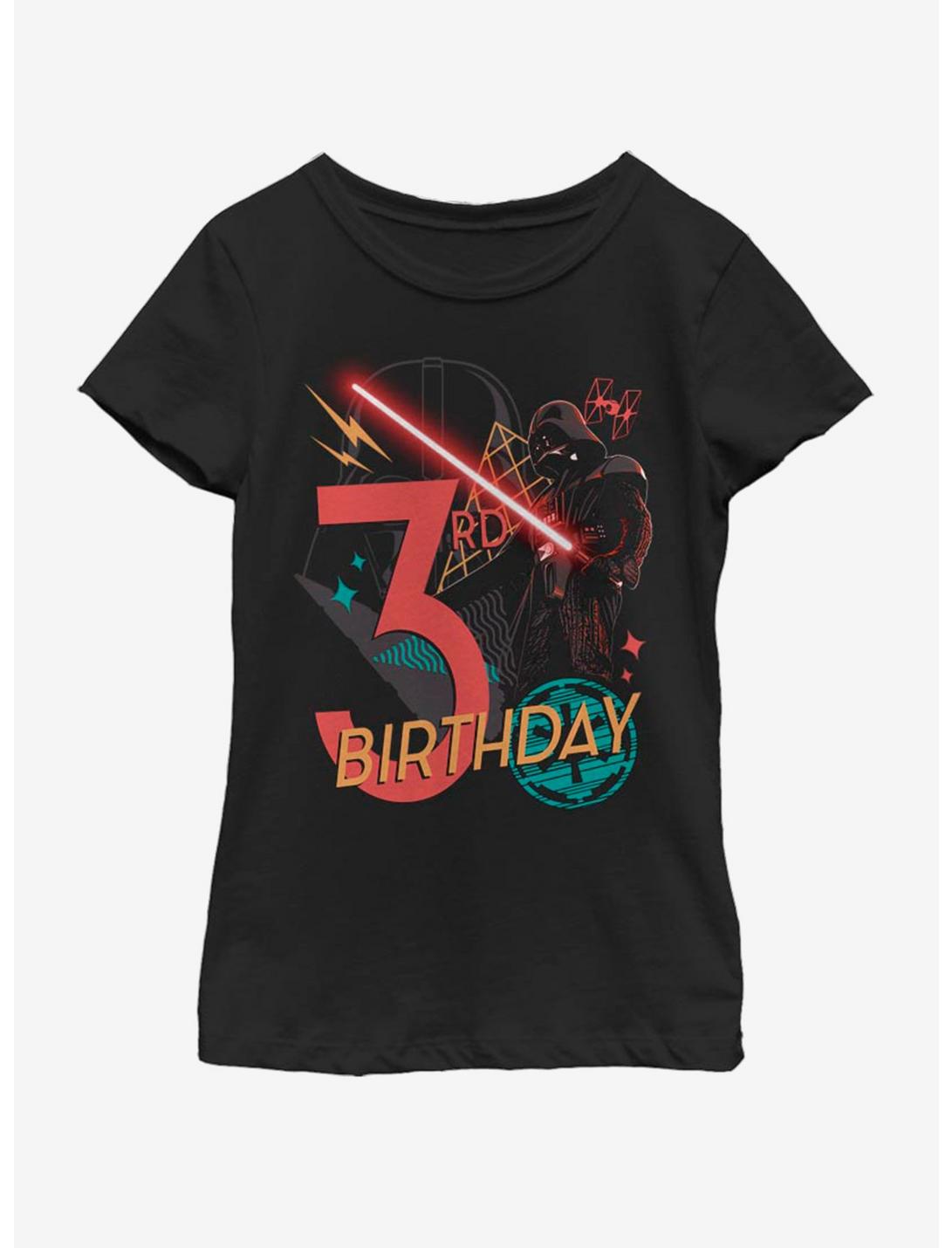 Star Wars Vader 3rd Bday Youth Girls T-Shirt, BLACK, hi-res