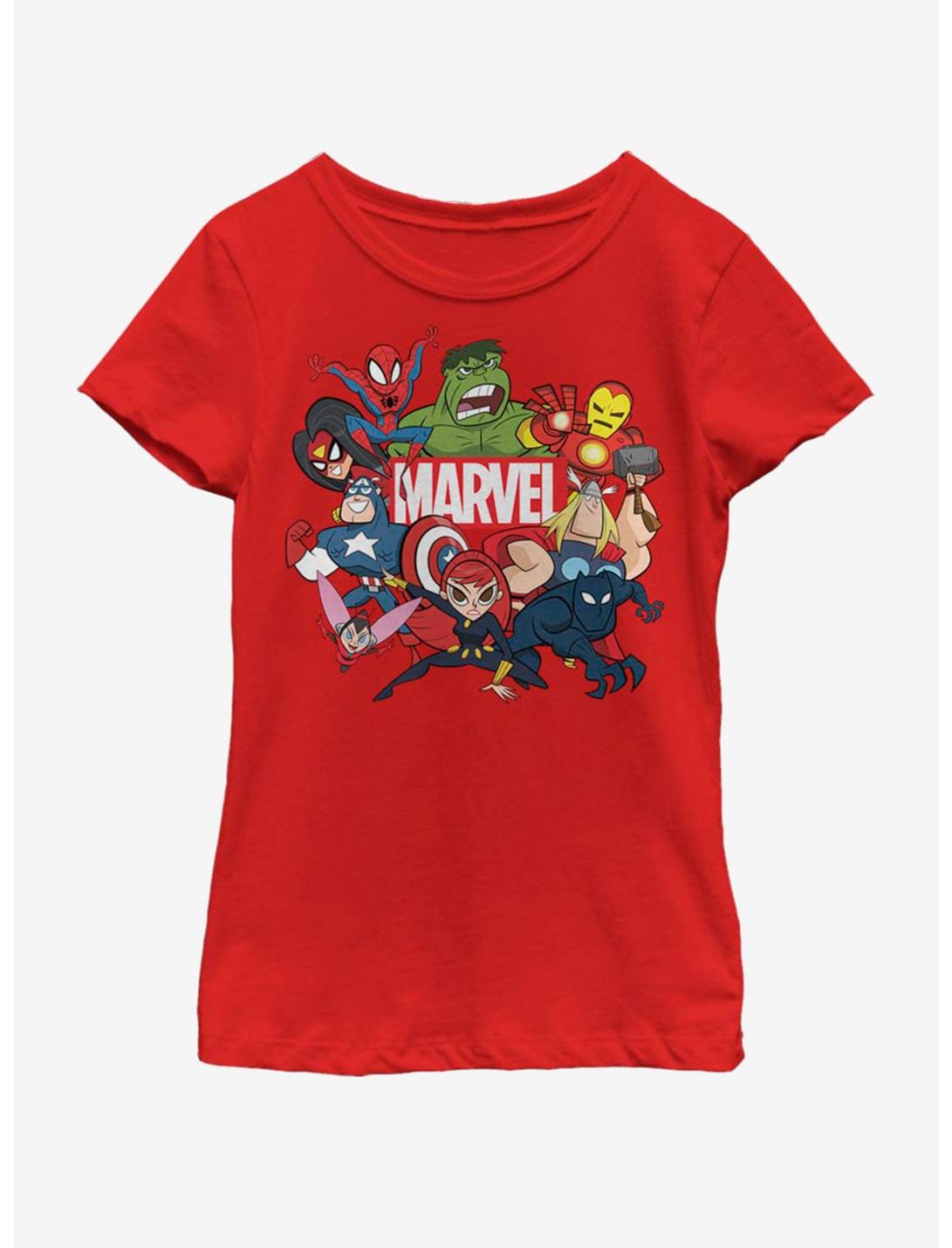 Marvel Group Marvel Retro Youth Girls T-Shirt, RED, hi-res