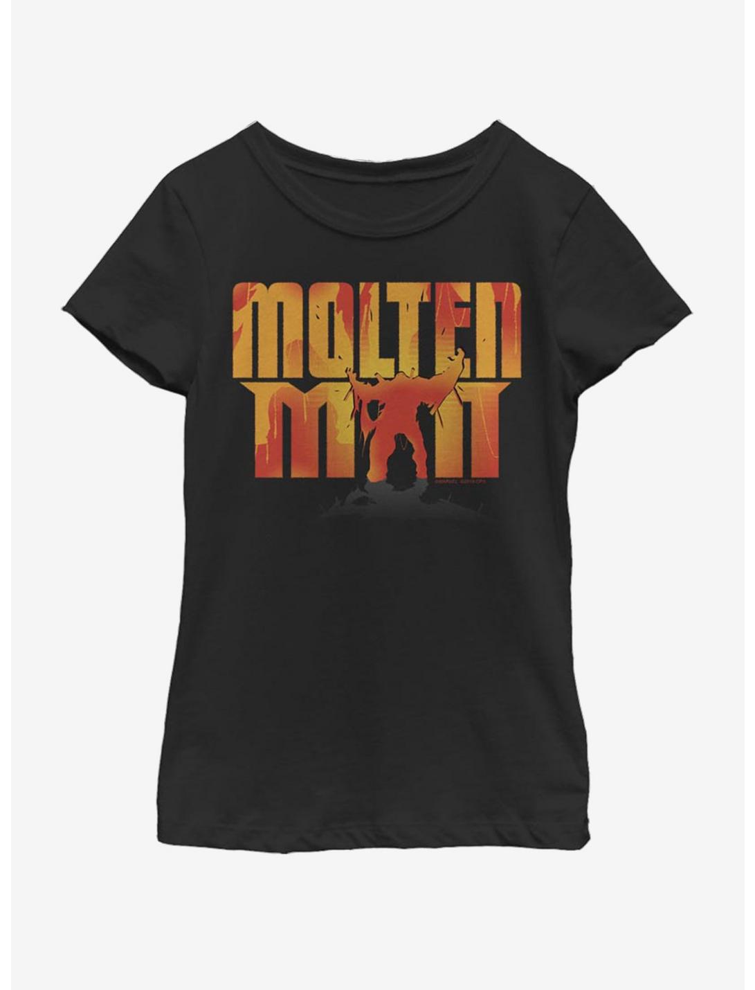 Marvel Spiderman Far From Home Molten Man Silhouette Youth Girls T-Shirt, BLACK, hi-res