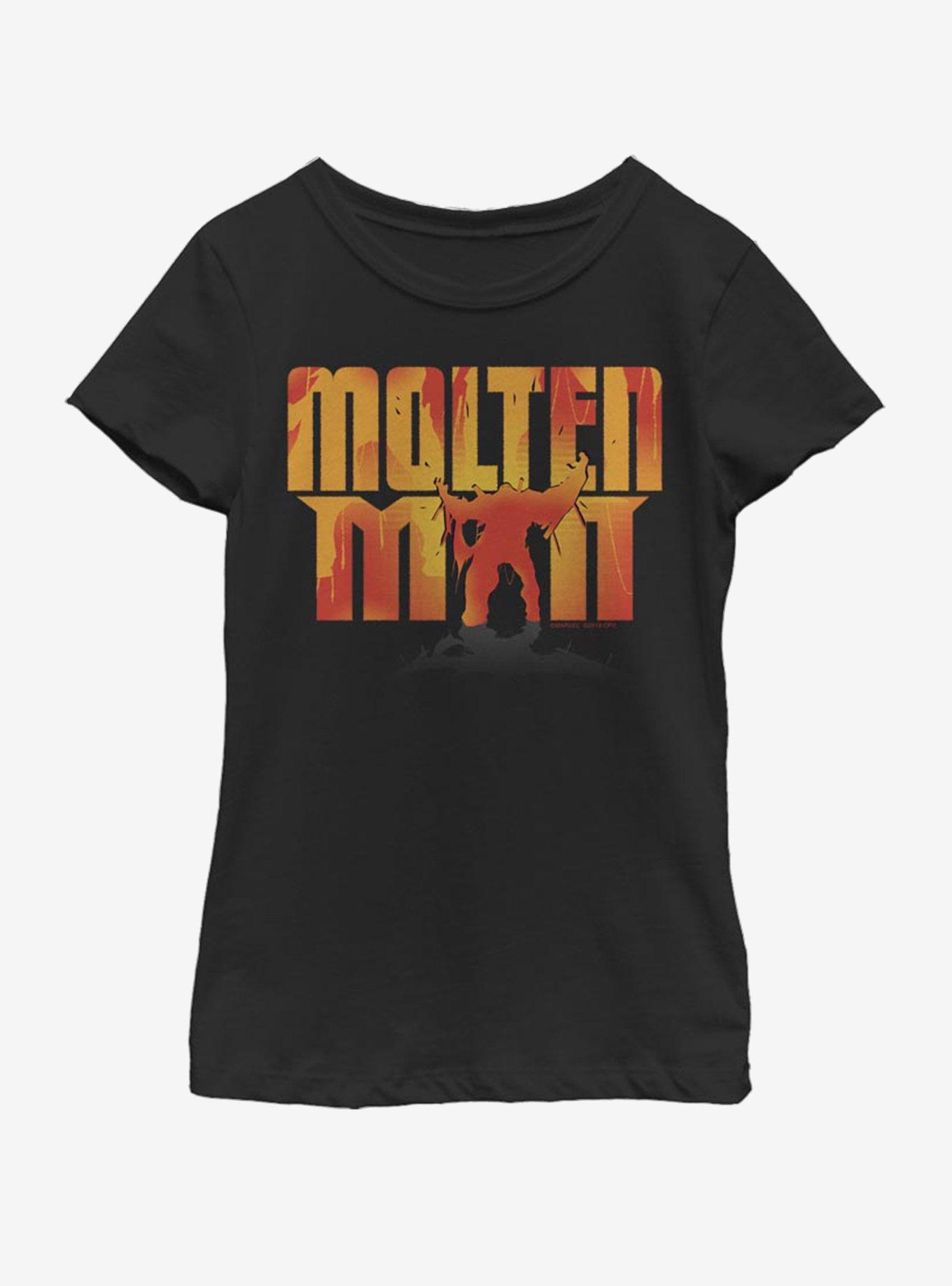 Marvel Spiderman Far From Home Molten Man Silhouette Youth Girls T-Shirt, , hi-res