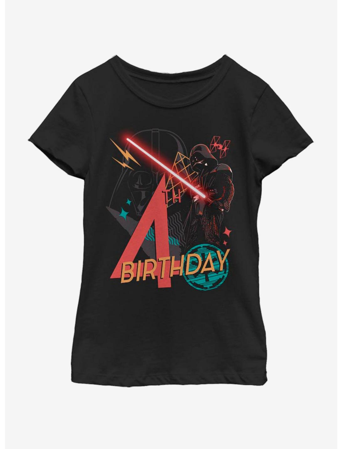 Star Wars Vader 4th Bday Youth Girls T-Shirt, BLACK, hi-res
