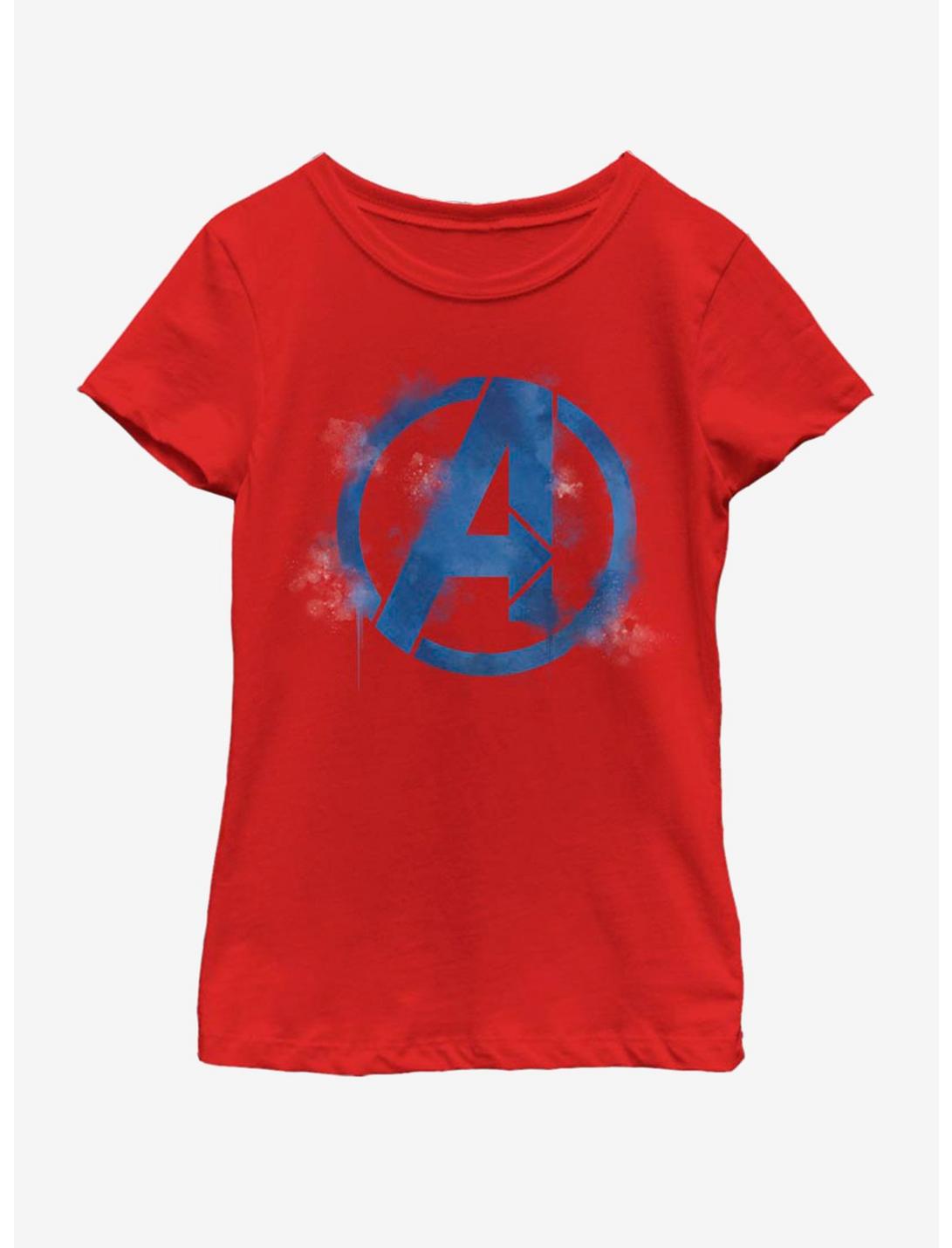 Marvel Avengers: Endgame Avengers Spray Logo Youth Girls T-Shirt, RED, hi-res