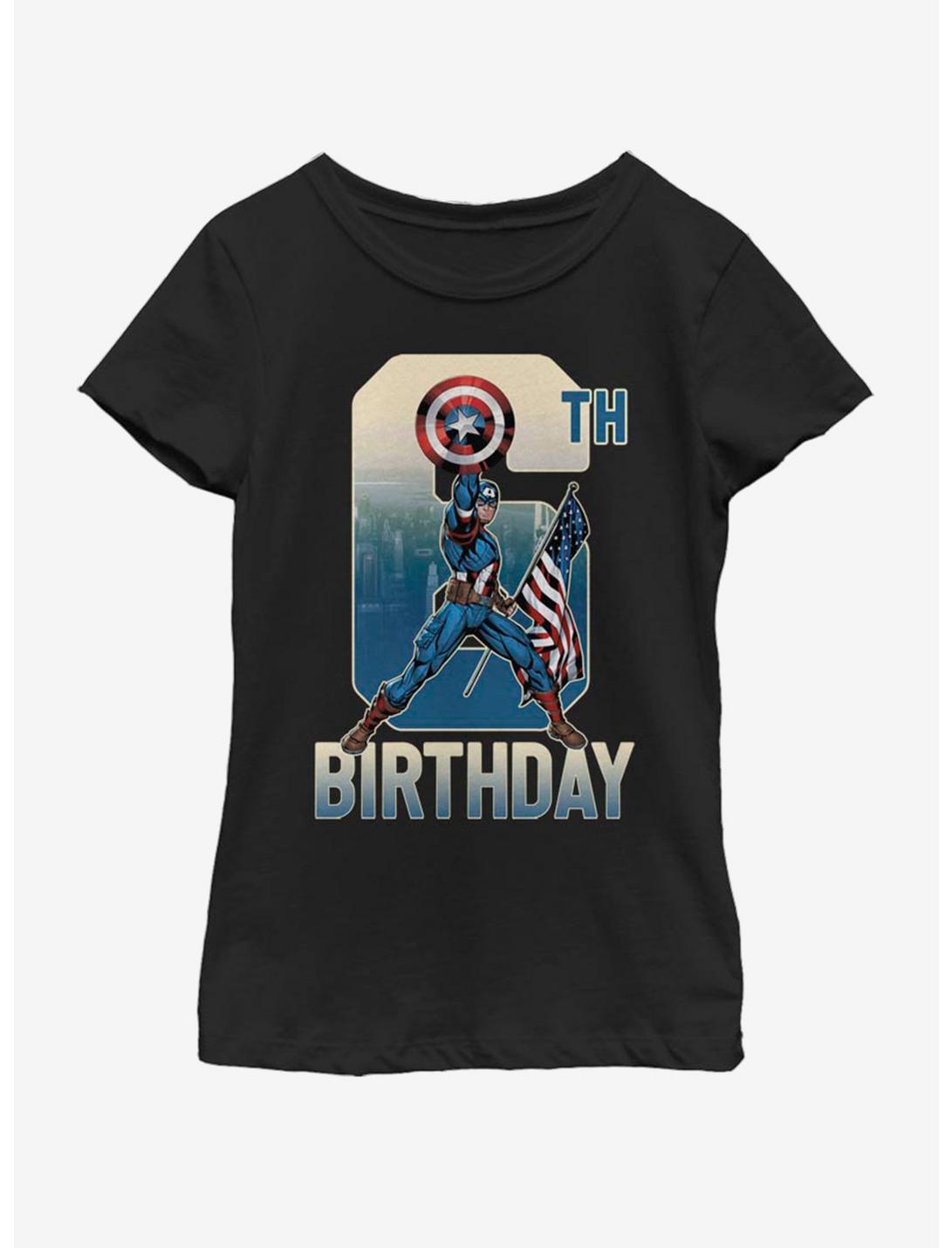 Marvel Captain America 6th Bday Youth Girls T-Shirt, BLACK, hi-res