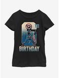 Marvel Captain America 6th Bday Youth Girls T-Shirt, BLACK, hi-res