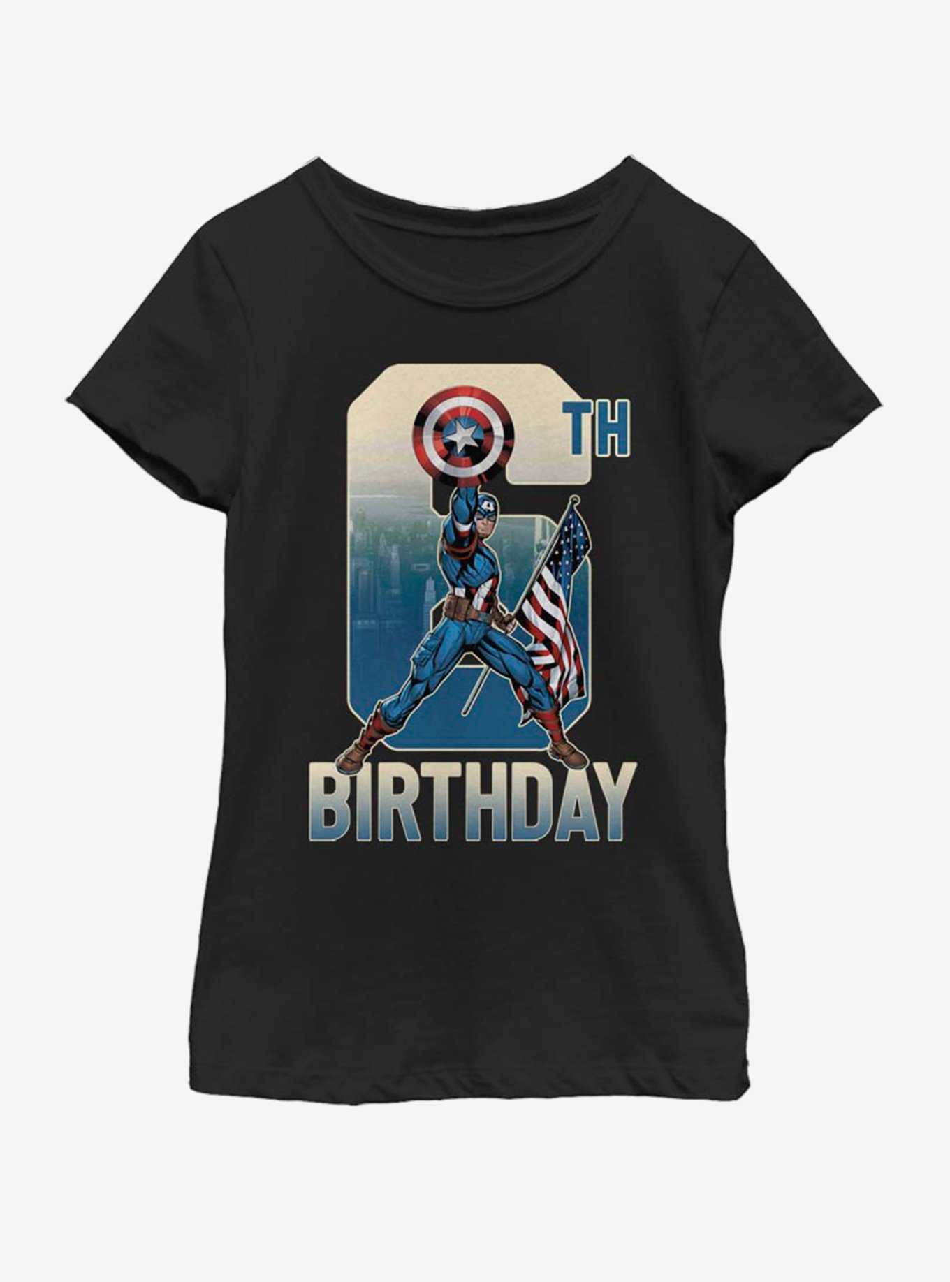 Marvel Captain America 6th Bday Youth Girls T-Shirt, , hi-res
