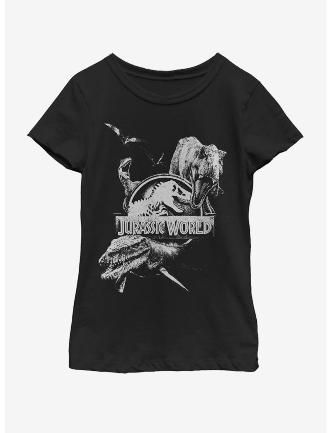 Jurassic Park Dino Collage Youth Girls T-Shirt, , hi-res