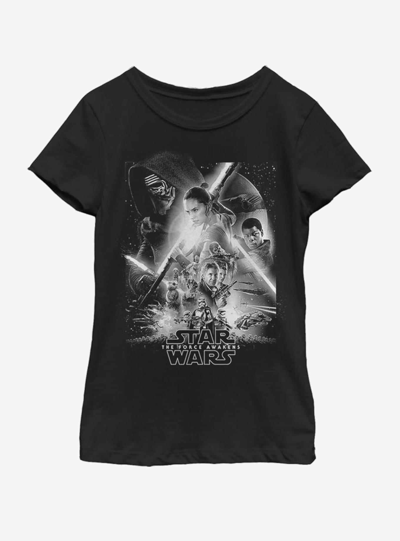 Star Wars Awakens Poster Youth Girls T-Shirt, BLACK, hi-res