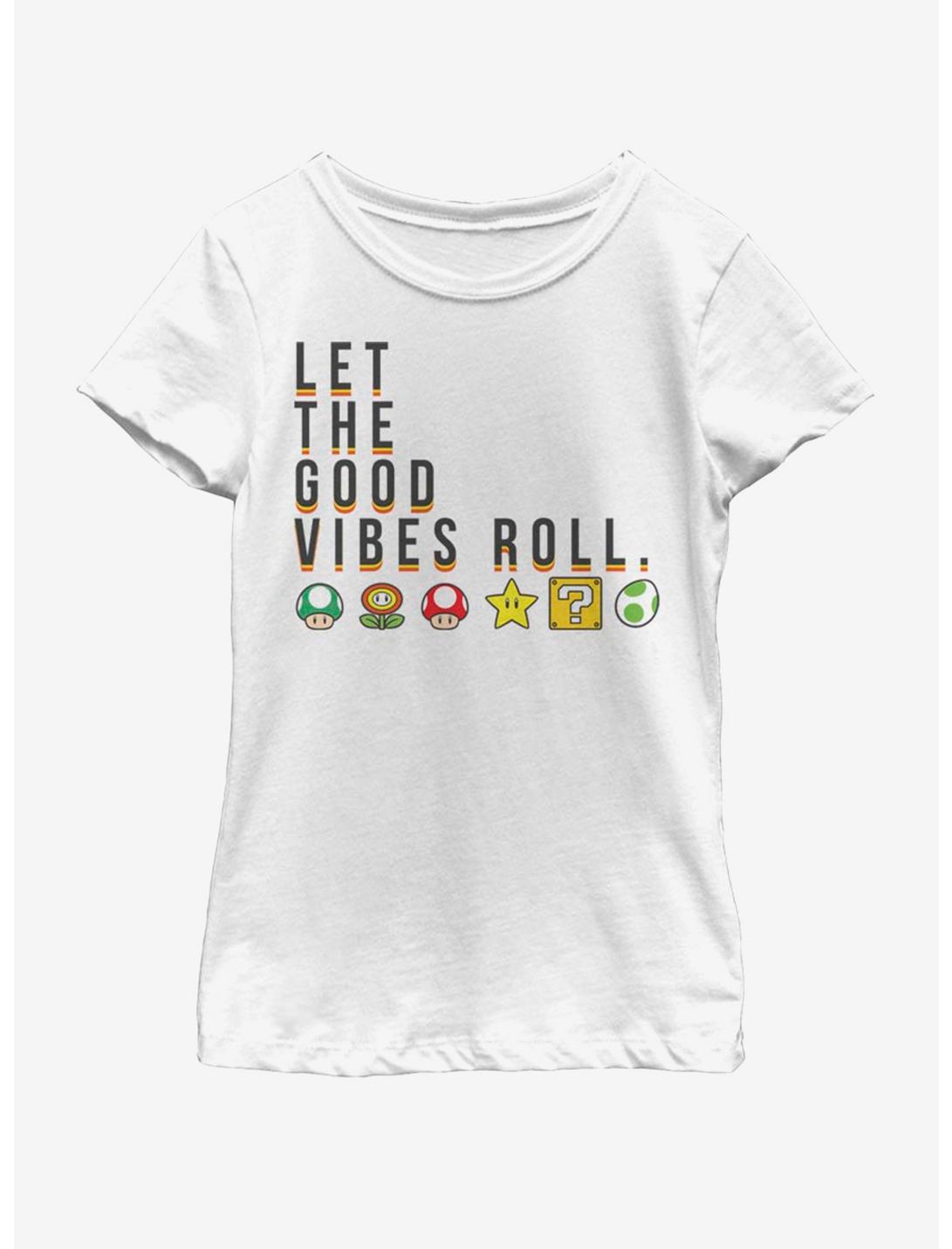 Nintendo Mario Vibes Youth Girls T-Shirt, WHITE, hi-res