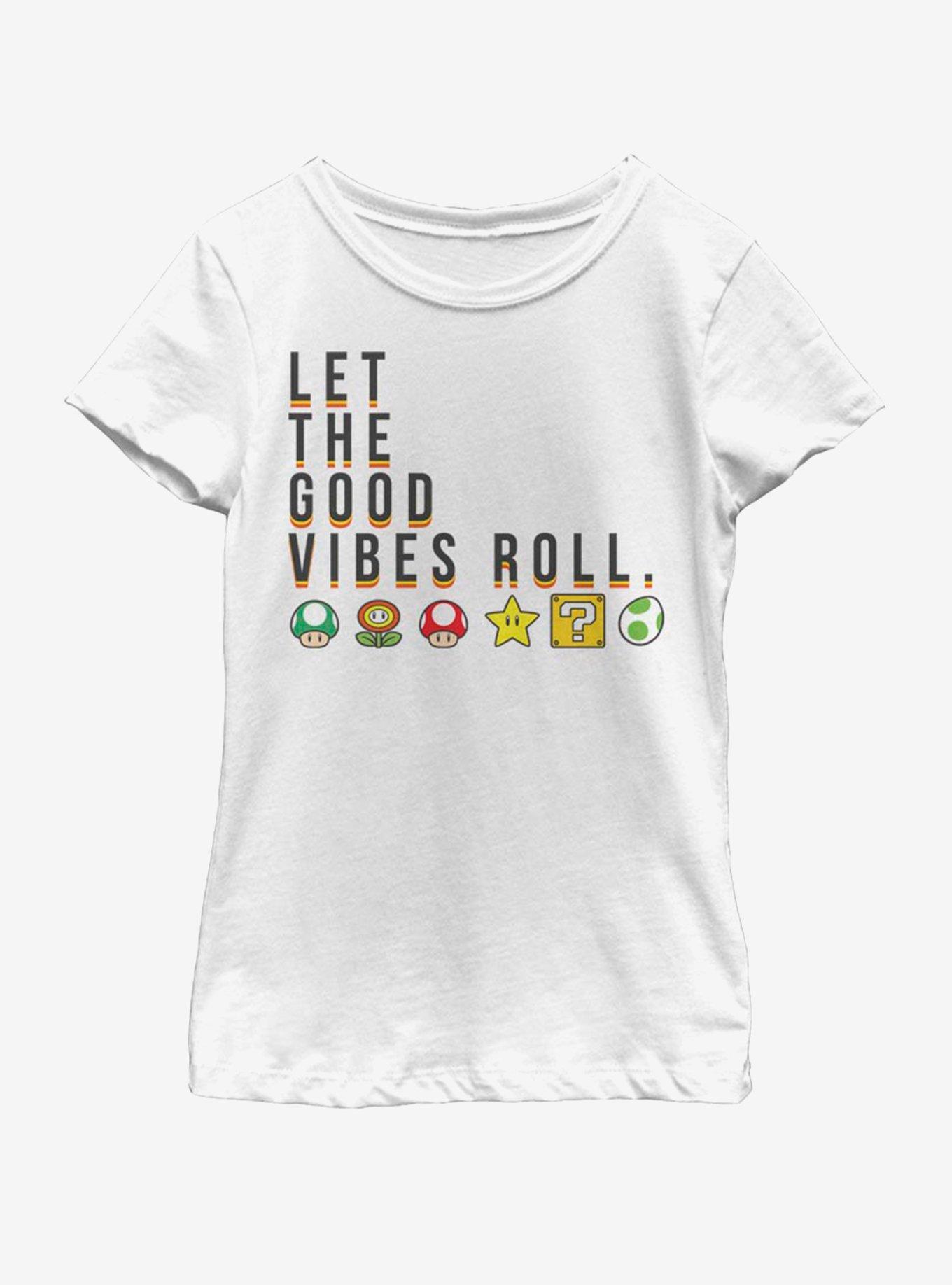 Nintendo Mario Vibes Youth Girls T-Shirt, WHITE, hi-res