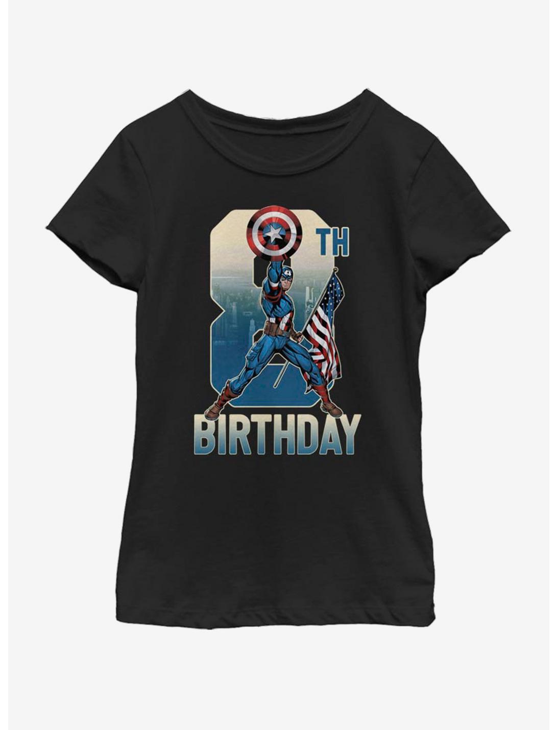 Marvel Captain America 8th Bday Youth Girls T-Shirt, BLACK, hi-res