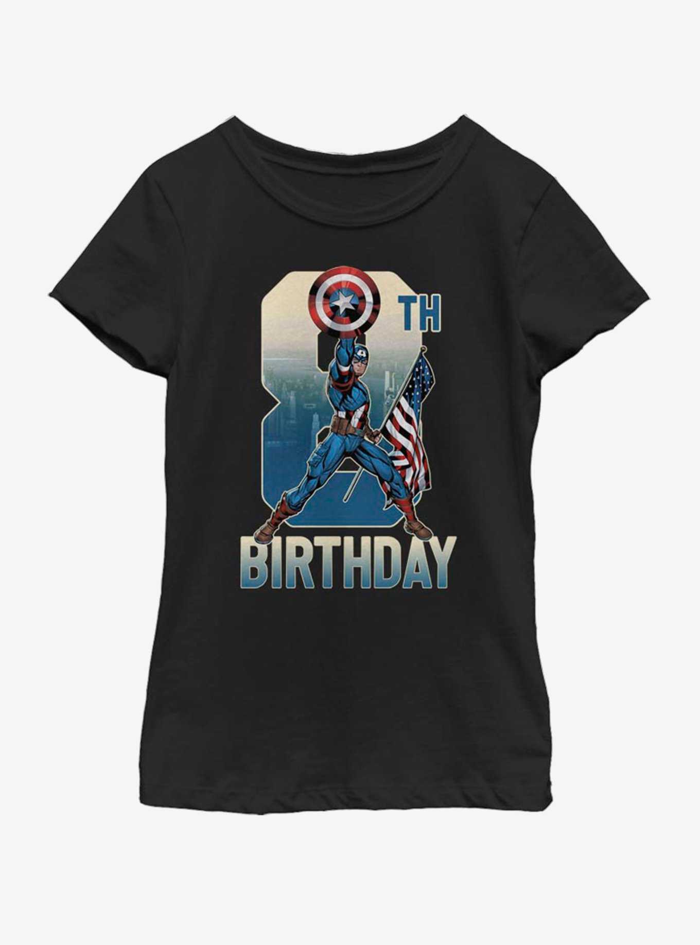 Marvel Captain America 8th Bday Youth Girls T-Shirt, , hi-res