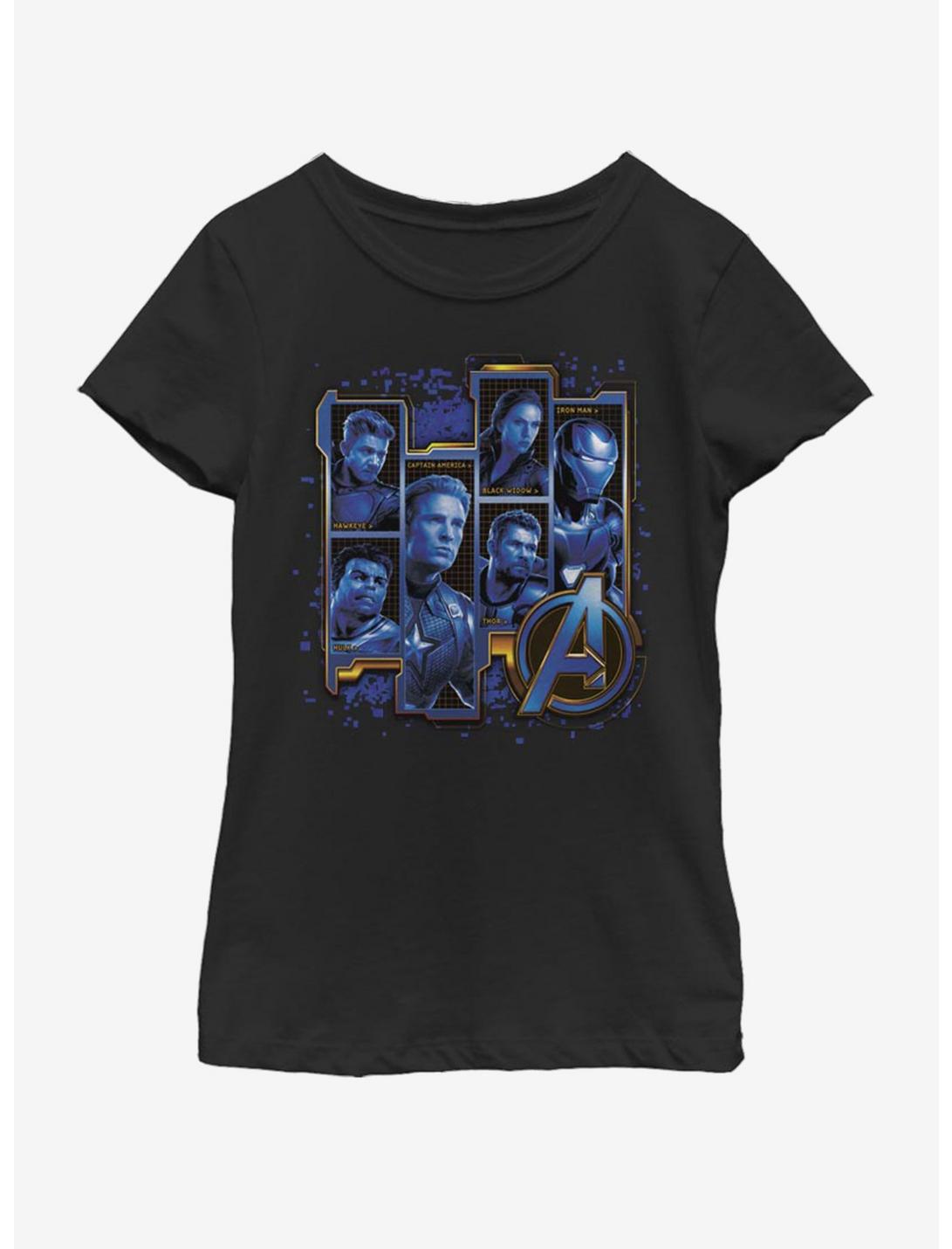 Marvel Avengers: Endgame Blue Box Up Youth Girls T-Shirt, BLACK, hi-res
