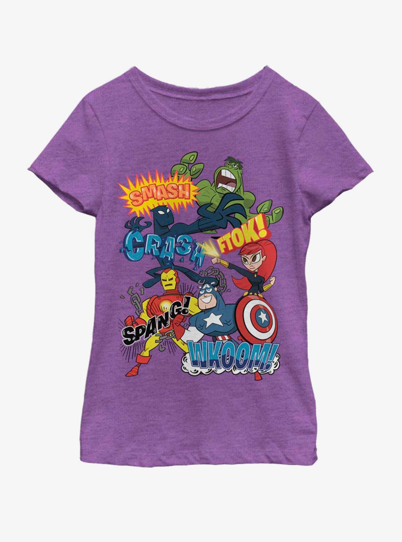 Marvel Sound Effects Retro Youth Girls T-Shirt, , hi-res