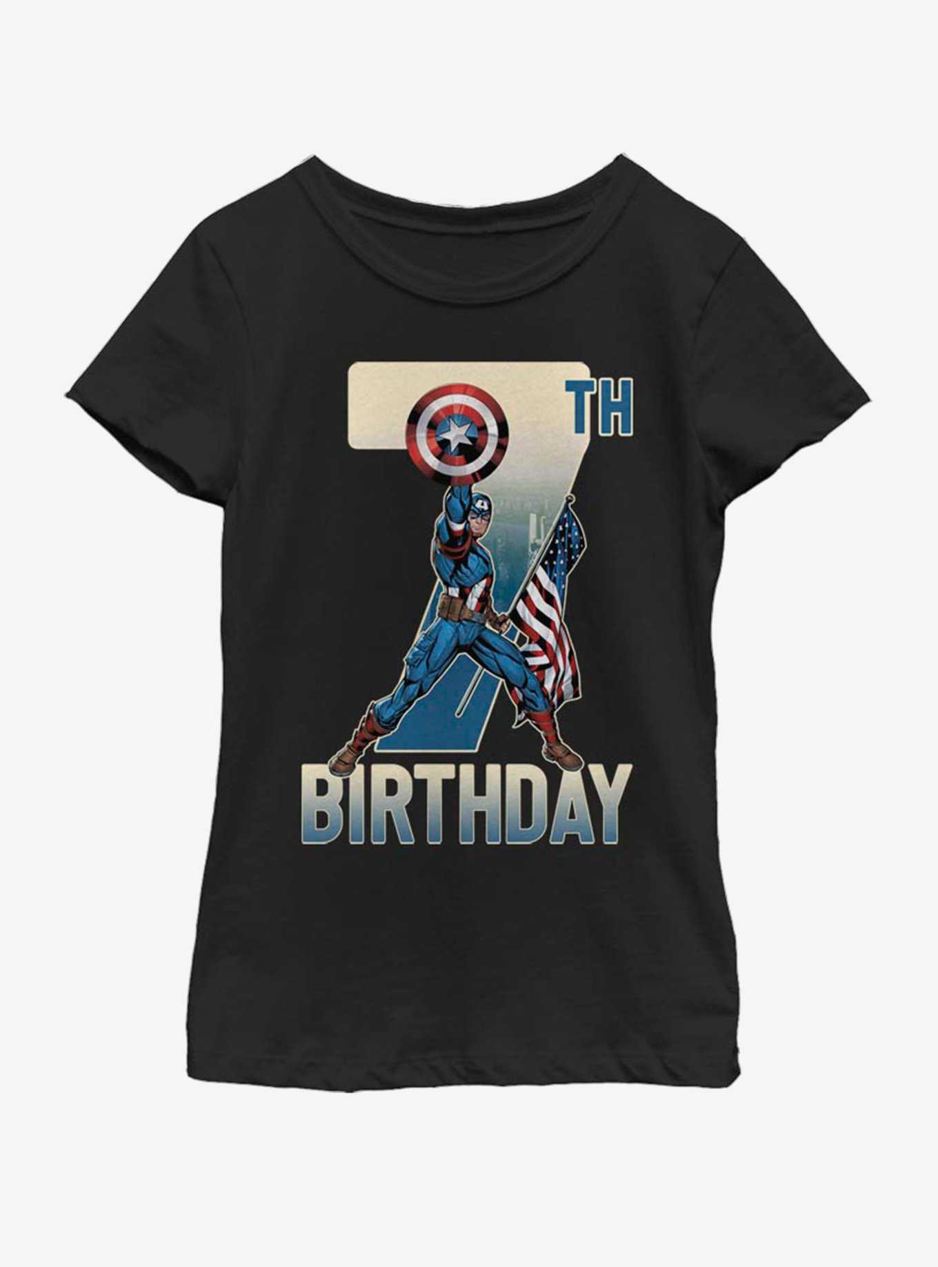 Marvel Captain America 7th Bday Youth Girls T-Shirt, , hi-res