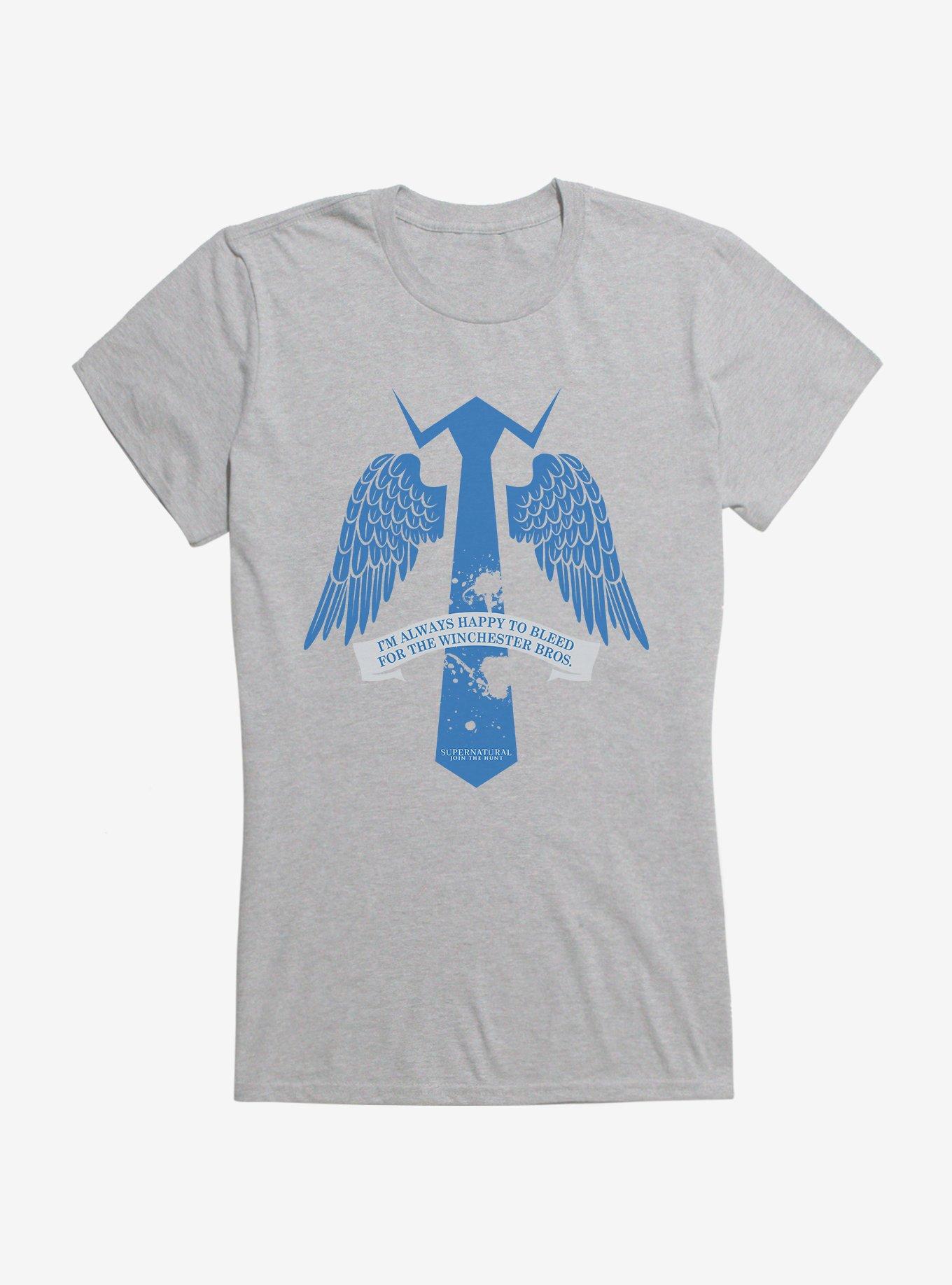 Supernatural Castiel Tie Girls T-Shirt, HEATHER, hi-res
