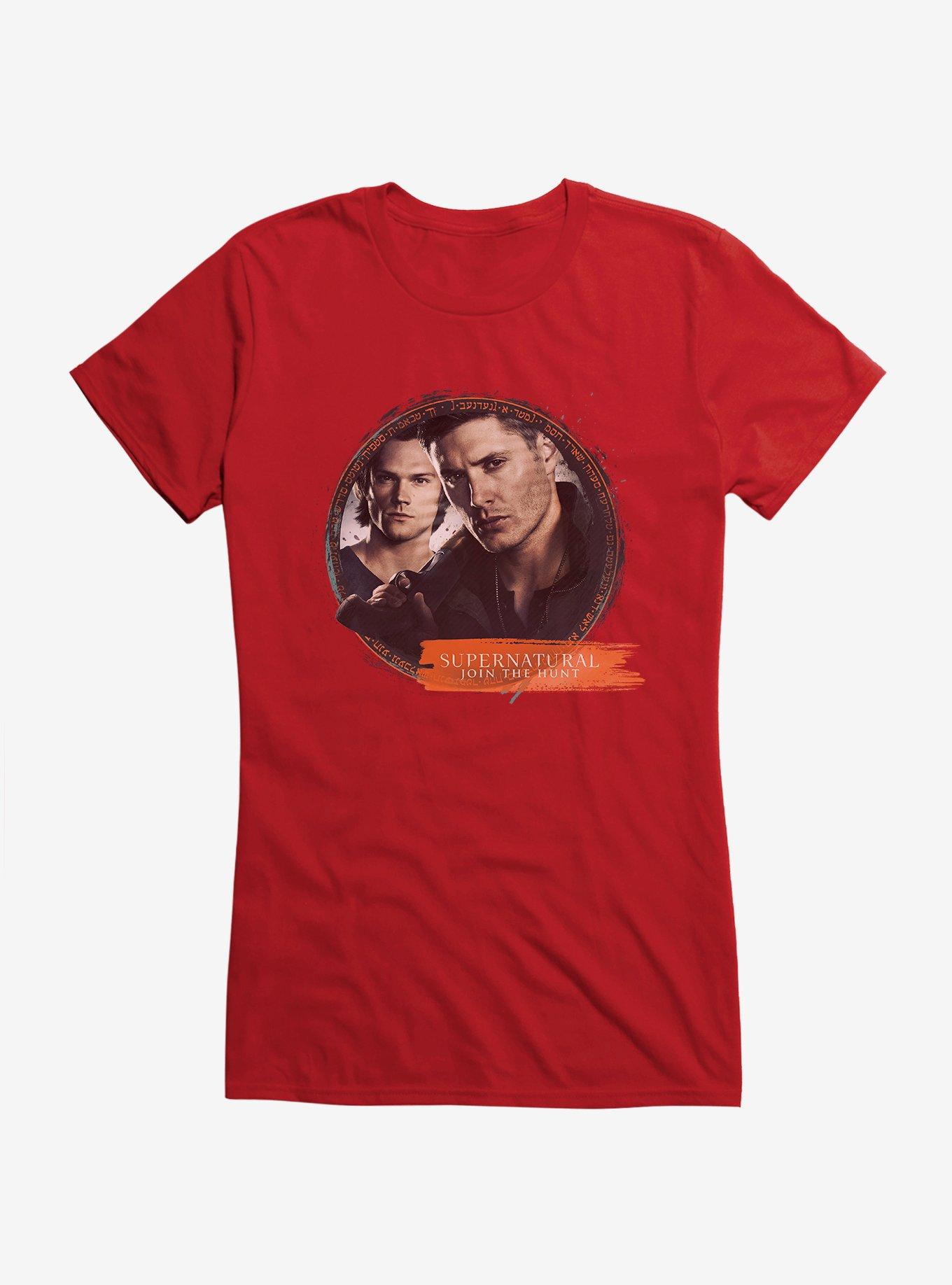 Supernatural Sam and Dean Join The Hunt Girls T-Shirt, RED, hi-res