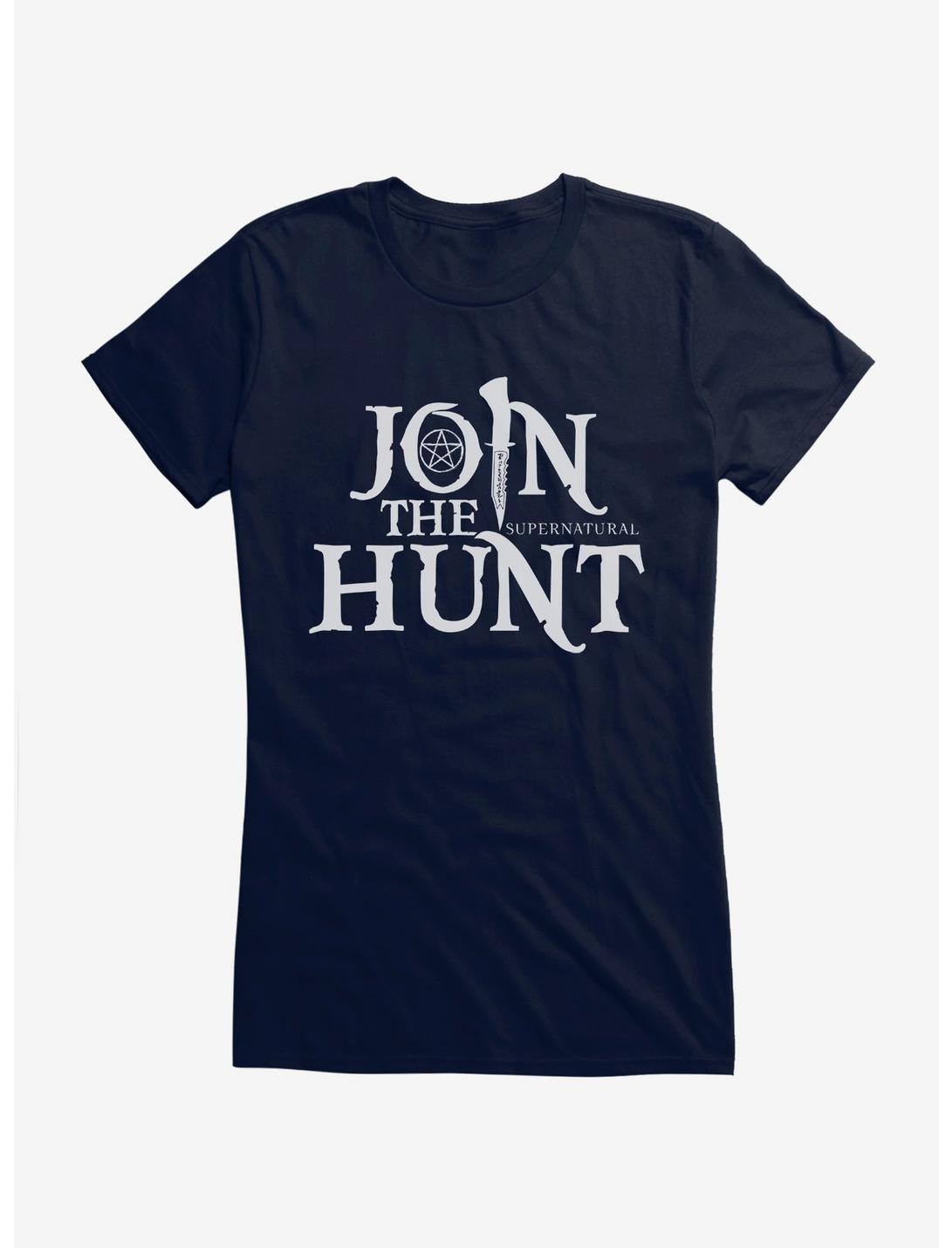 Supernatural Join The Hunt Logo Girls T-Shirt, NAVY, hi-res