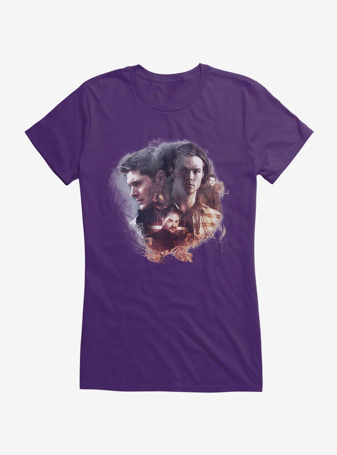 Supernatural Sam, Dean and Crowley Girls T-Shirt, PURPLE, hi-res
