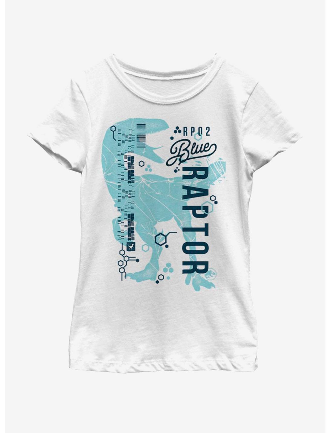 Jurassic Park Blue Aero DNA Youth Girls T-Shirt, WHITE, hi-res