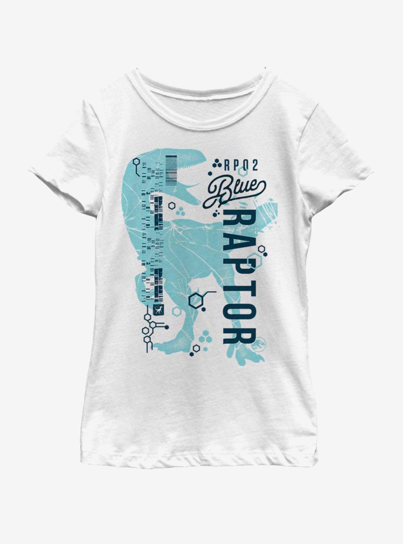 Jurassic Park Blue Aero DNA Youth Girls T-Shirt, WHITE, hi-res