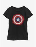 Marvel Avengers: Endgame Captain America Spray Logo Youth Girls T-Shirt, BLACK, hi-res