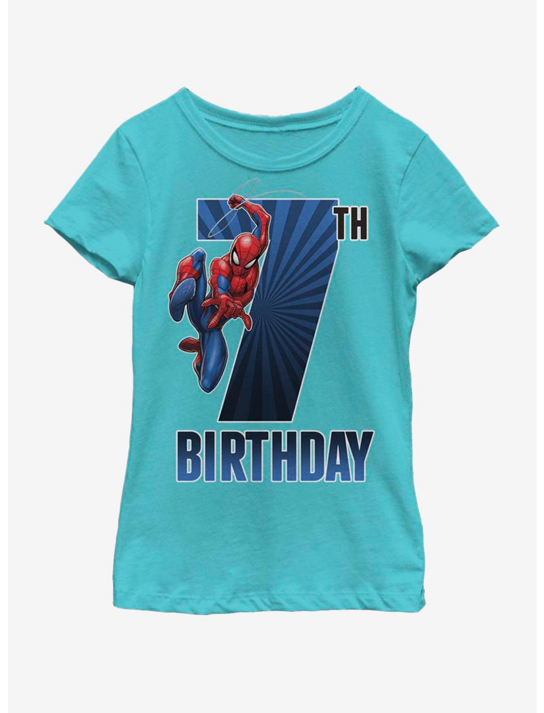 Marvel Spiderman 7th Bday Youth Girls T-Shirt, TAHI BLUE, hi-res