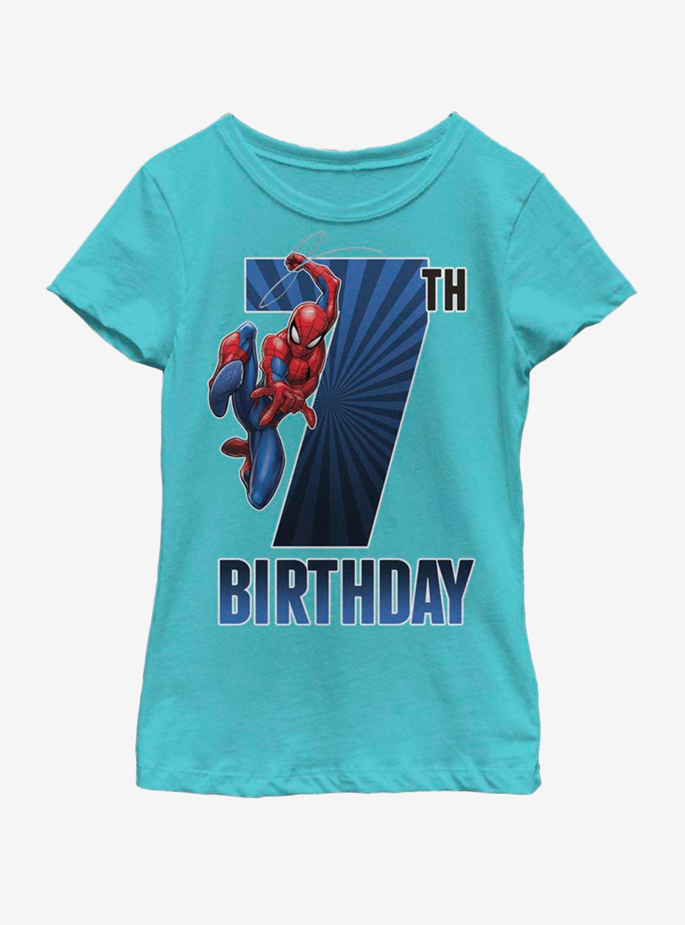Marvel Spiderman 7th Bday Youth Girls T-Shirt, TAHI BLUE, hi-res