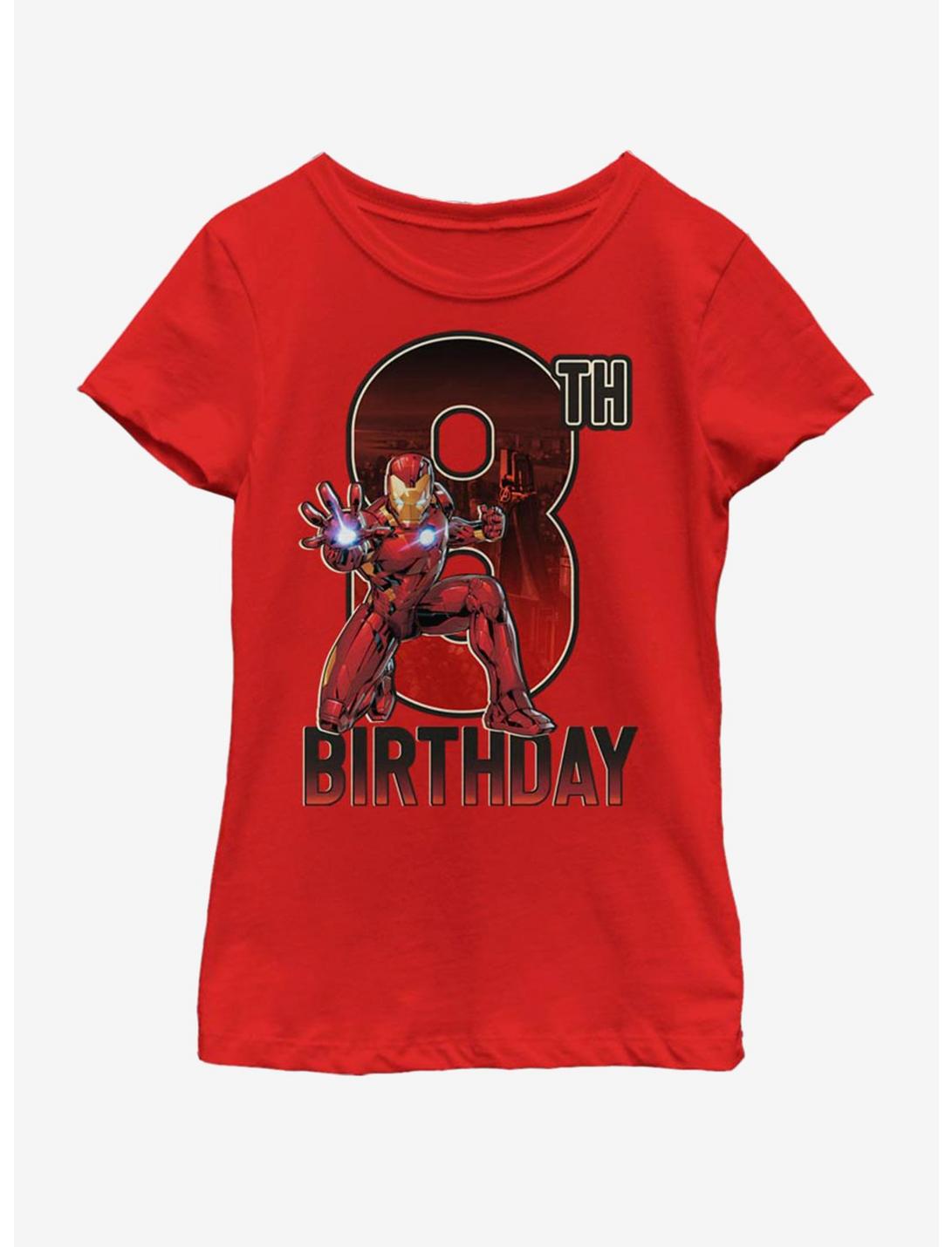 Marvel Ironman 8th Bday Youth Girls T-Shirt, RED, hi-res
