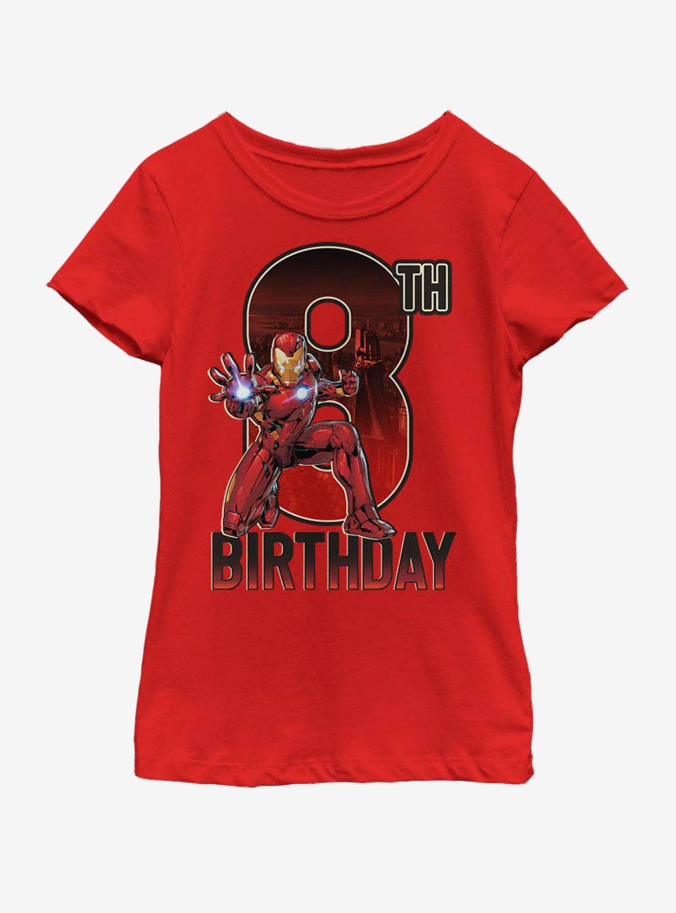 Marvel Ironman 8th Bday Youth Girls T-Shirt, RED, hi-res