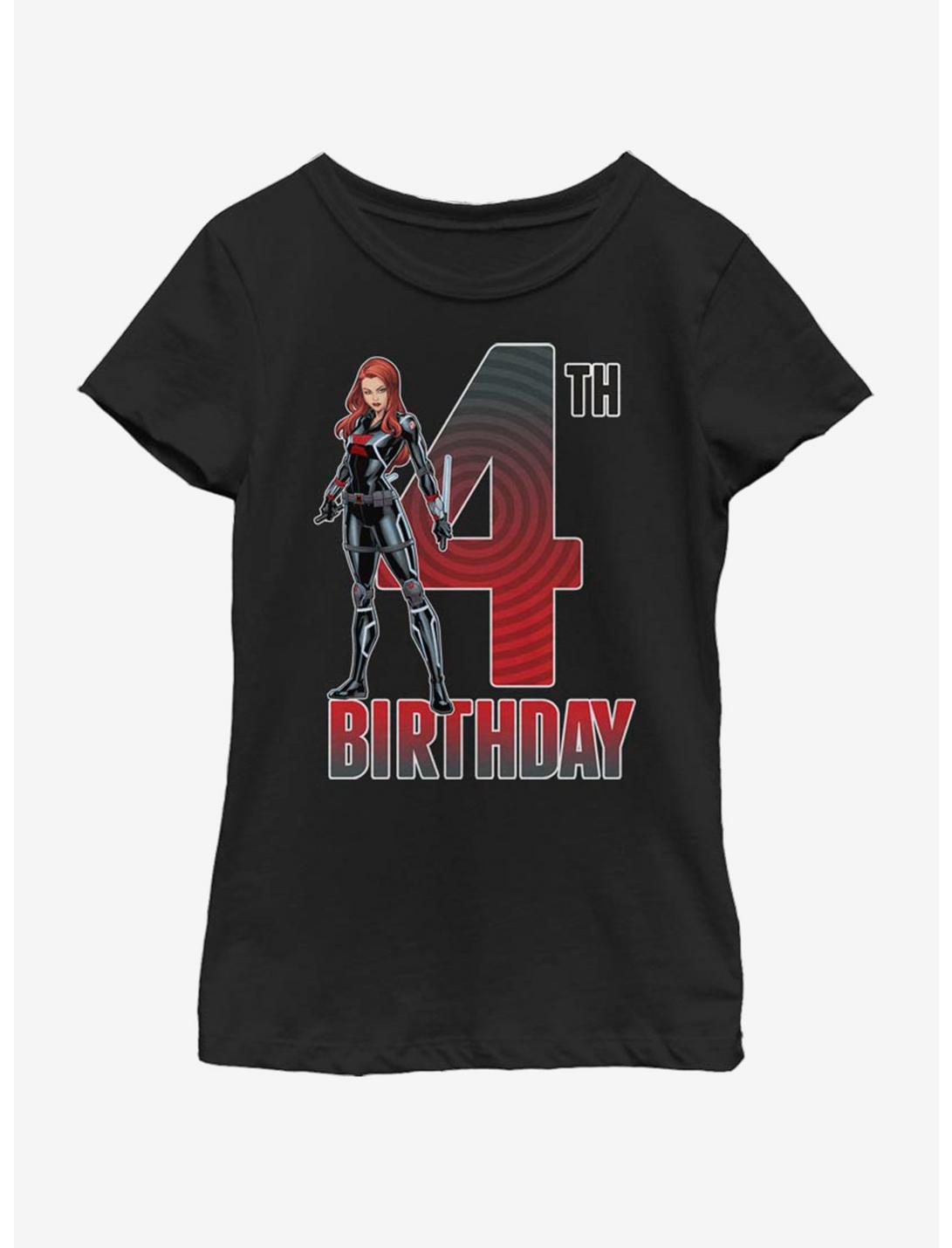 Marvel Black Widow 4th Bday Youth Girls T-Shirt, BLACK, hi-res