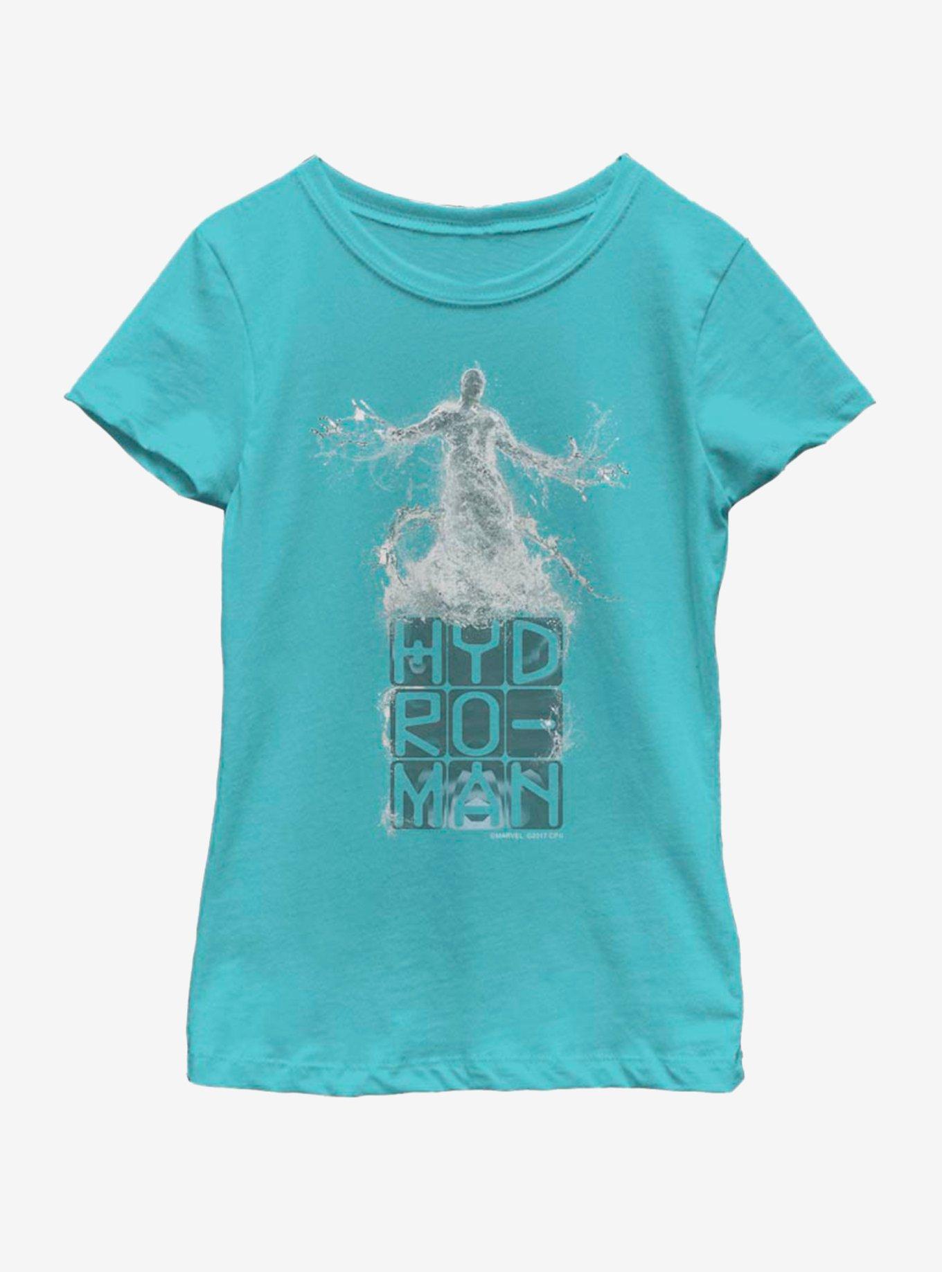 Marvel Spiderman Far From Home Hydro-Man Blocks Youth Girls T-Shirt, TAHI BLUE, hi-res