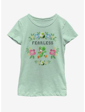 Nintendo Fearless Yoshi Cross Stitch Youth Girls T-Shirt, , hi-res