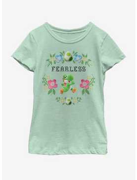 Nintendo Fearless Yoshi Cross Stitch Youth Girls T-Shirt, , hi-res