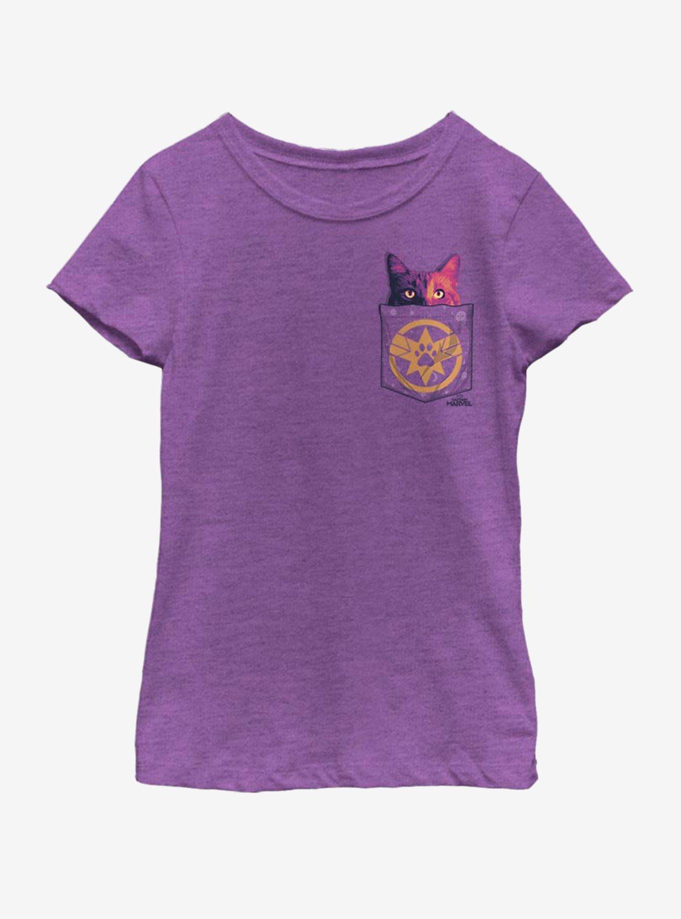 Marvel Captain Marvel Faux Pocket Goose Youth Girls T-Shirt, , hi-res